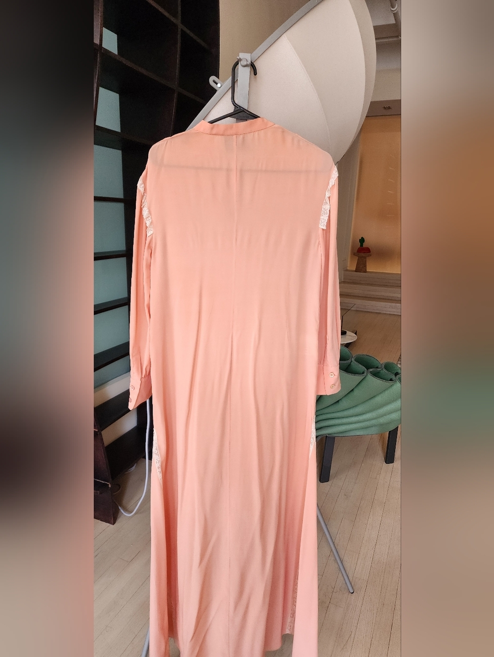 Prada Peach Tie-Neck Long Sleeve Maxi Dress - Picture 6 of 9